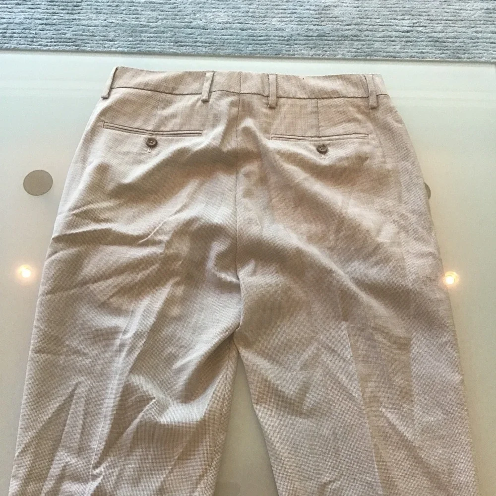 Bonobos Primatist Athletic Fit Marlane 100% Wool Dress Pants Tan Check 31x34